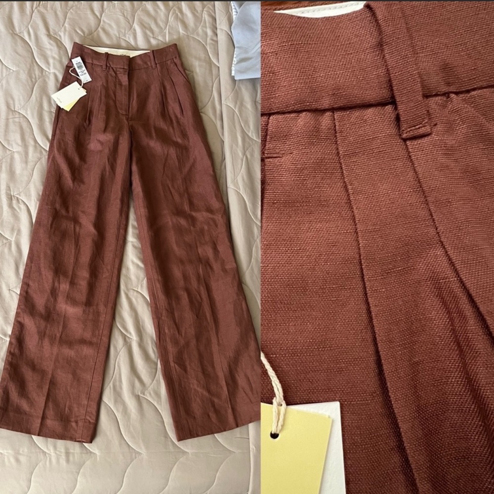 Aritzia Wilfred LINEN Effortless Pants MOCHA SORBET